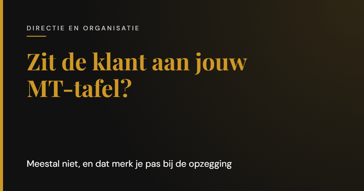 Zit de klant aan jouw MT-tafel? Meestal niet, en dat merk je pas bij de opzegging | Cooper & Rothman